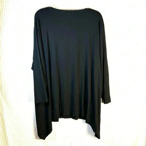 Gardy Womens Size XXL Tunic Top Shark-bite Hem Zebra Print Trim Lagenlook Pocket